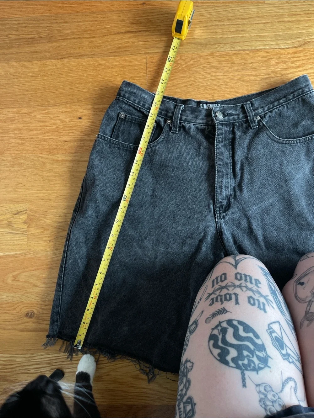 Black Cut-Off Denim Shorts